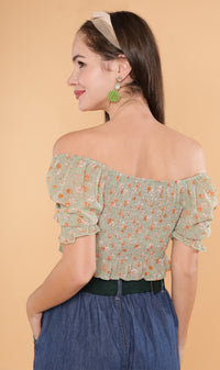LIV Drawstring Crop Top (Sage)