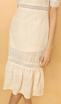 RHYS Square-Neck Eyelet Dress