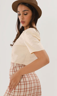 CHANTAL Buttoned Square-Neck Top (Cream)