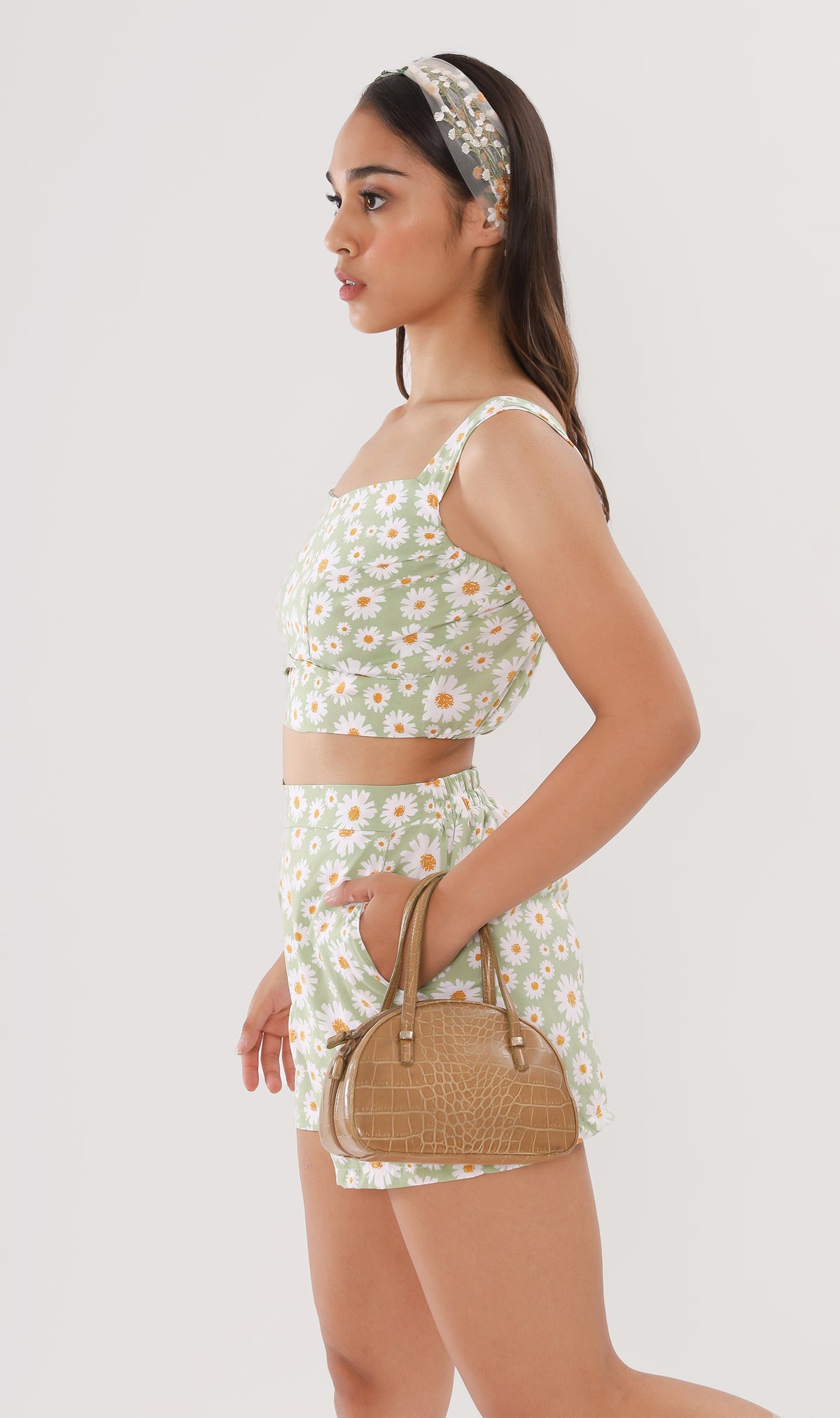 AMBER Cropped Floral Co-ord (Sage)