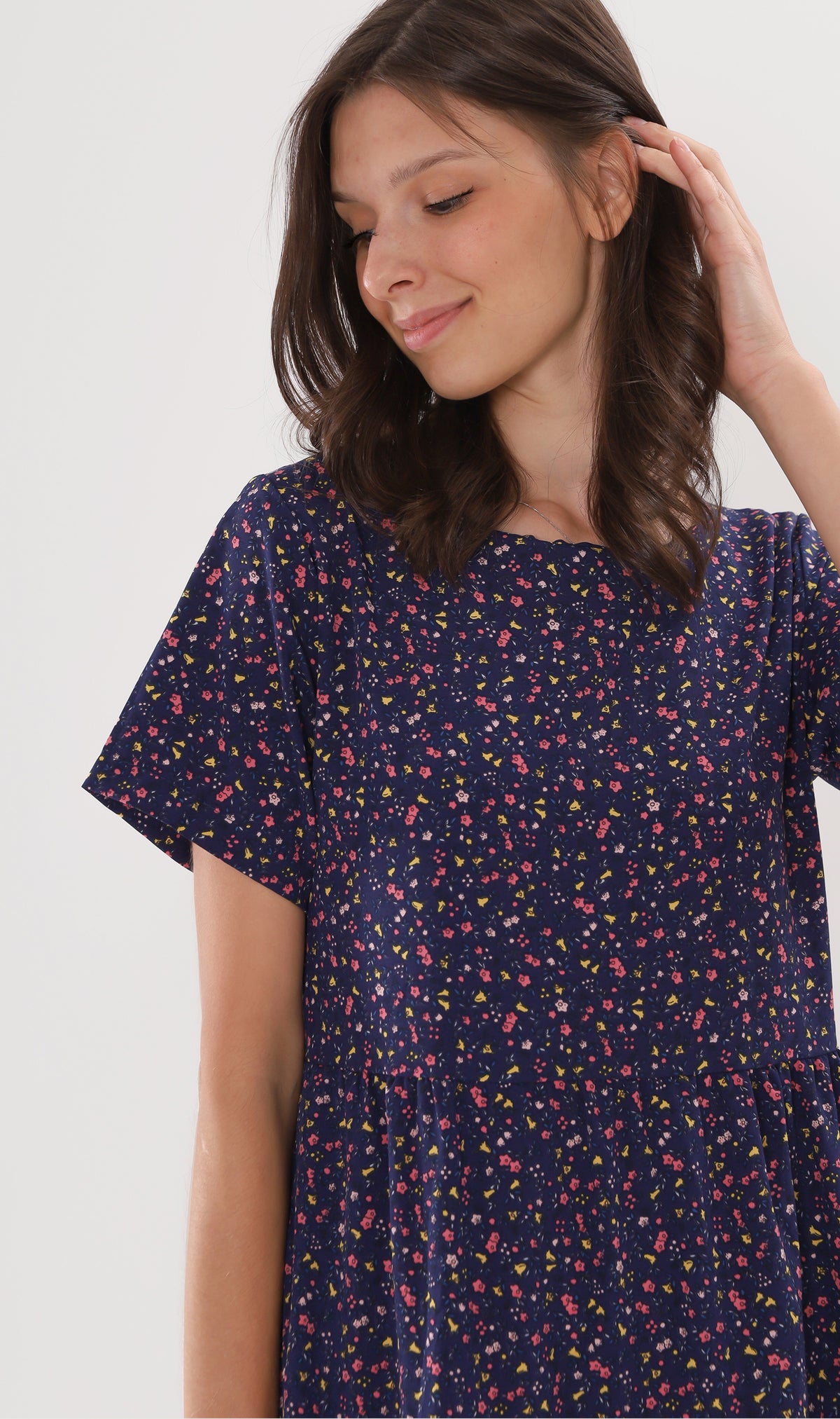 KORA Tiered Floral Maxi Dress (Blue)