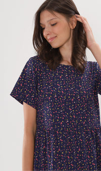 KORA Tiered Floral Maxi Dress (Blue)