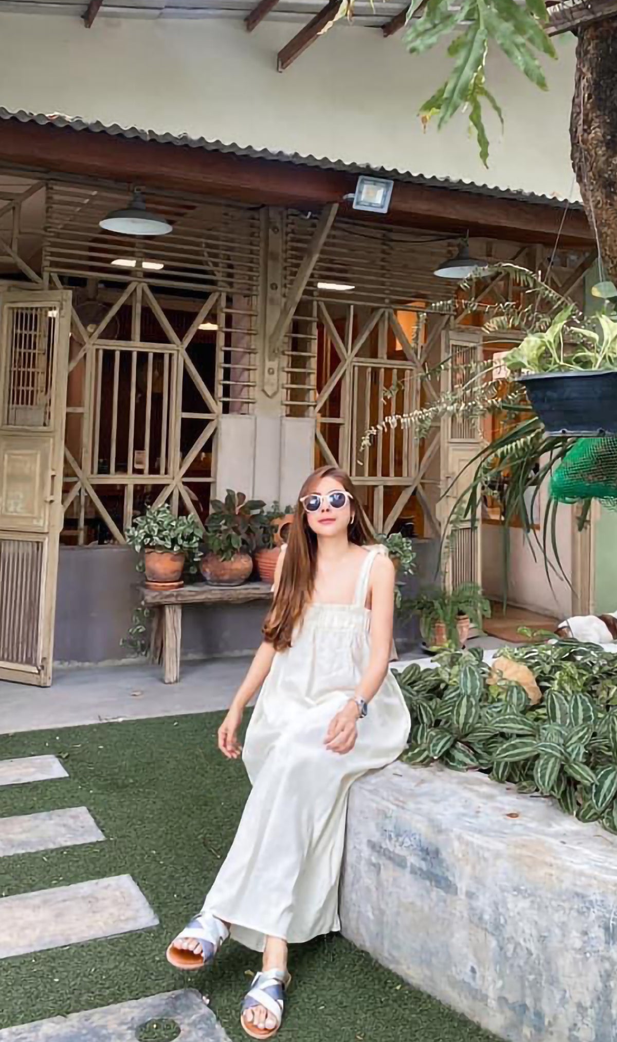 ADELYN Tie-Strap Maxi Dress (Cream)