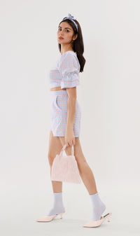 ZENNI Cropped Plaid Co-ord (Pastel Blue)