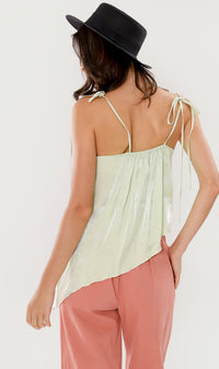 NADINE Ruched Tie-Strap Top (Mint Green)