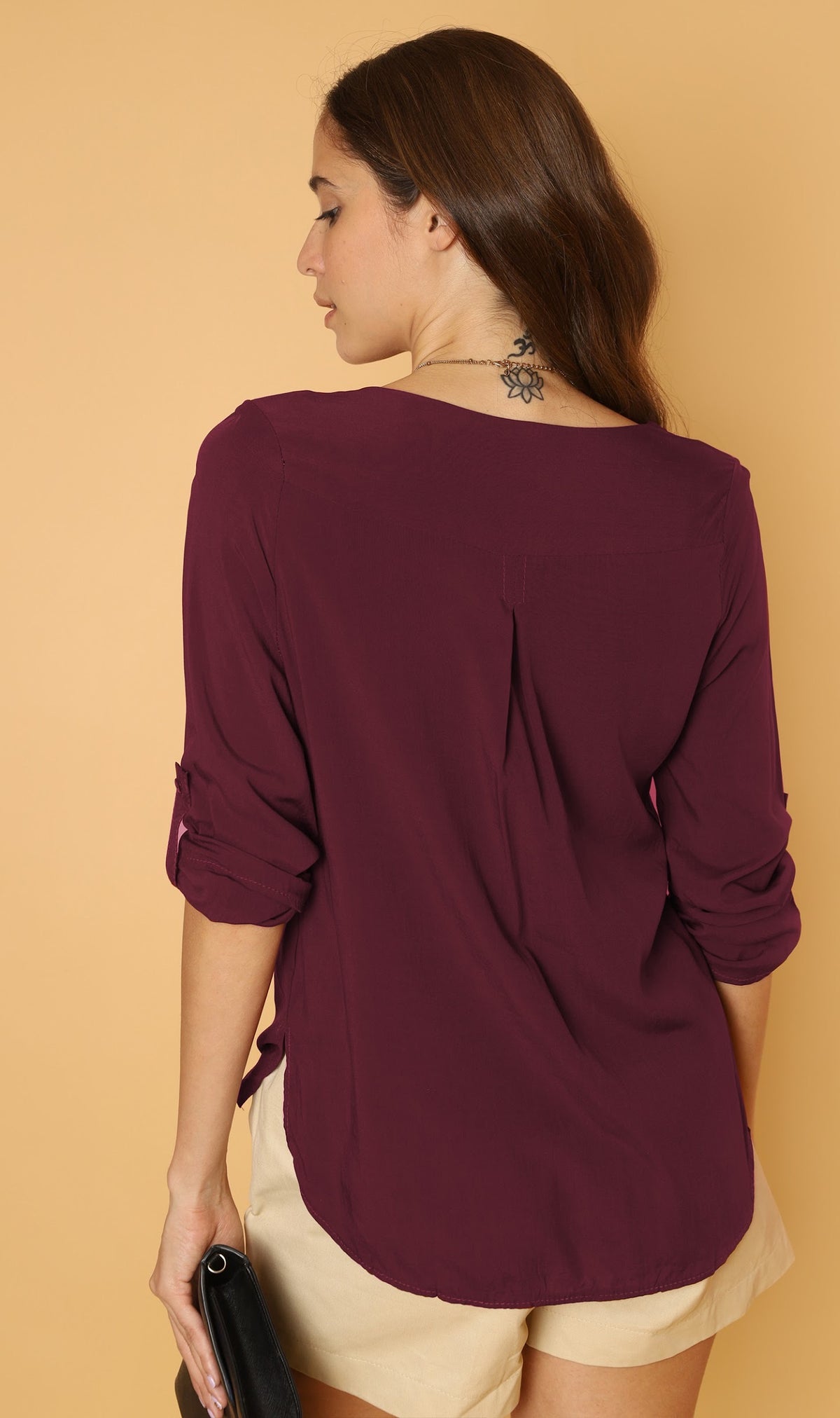 KALEI Long-Sleeve Tunic Top (Sangria)