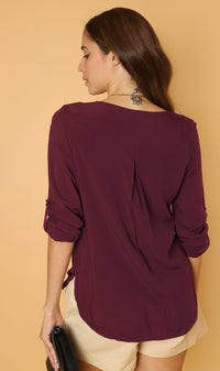 KALEI Long-Sleeve Tunic Top (Sangria)