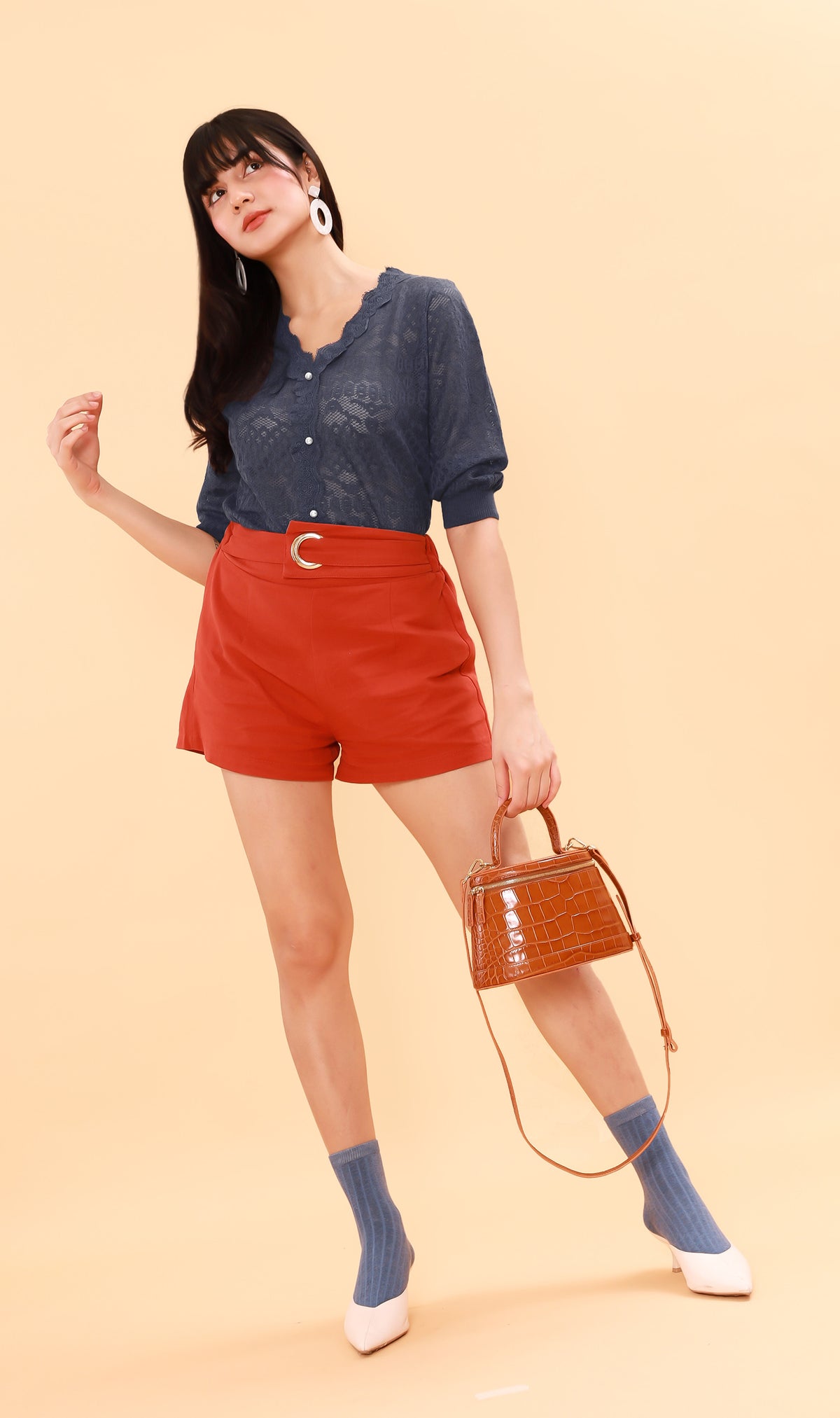 FRANCES Lace-Trimmed Top  (Deep Taro)