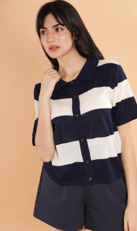 MERRITT Buttondown Knit Polo (Navy)