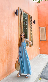 ADELYN Tie-Strap Maxi Dress (Powder Blue)