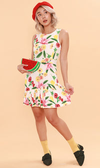 ADA Pleated-Hem Mini Dress (White)