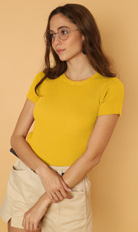 DARYL Crew-Neck Knit Top (Dandelion)