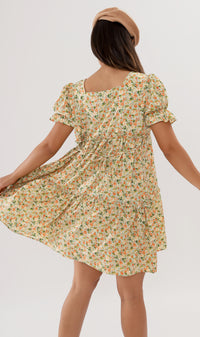 JADE Tiered Puff-Sleeve Dress (Pastel Green)