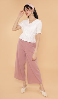 CYRA Embroidered Peplum Top (White)