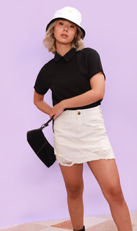 MADDIE Flat-Collar Top (Black)