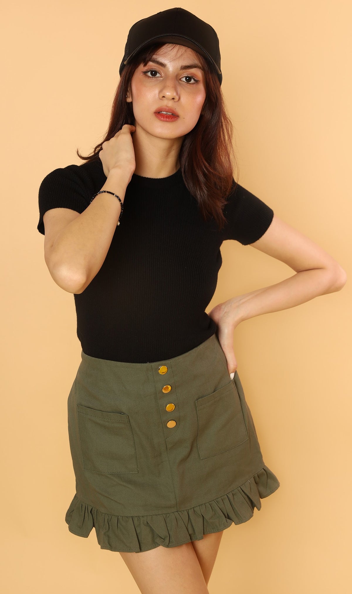 DARYL Crew-Neck Knit Top (Black)