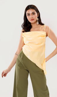 NADINE Ruched Tie-Strap Top (Yellow)