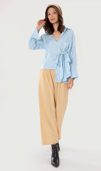 SUTTON High-Waist Flowy Pants (Latte)