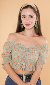 LIV Drawstring Crop Top (Sage)