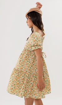 JADE Tiered Puff-Sleeve Dress (Pastel Green)