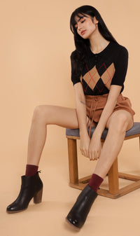 NYM Argyle Knit Polo (Black)