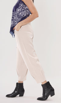 EZRA High-Waisted Pleated Tailored Trousers (Bone)