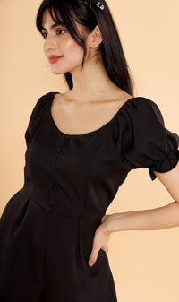 LULU Puff-Sleeve Romper (Black)