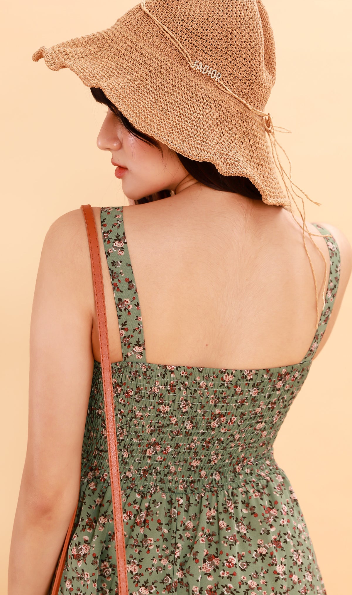 CRESSIDA Floral Lace-Up Midi Dress (Pistachio)