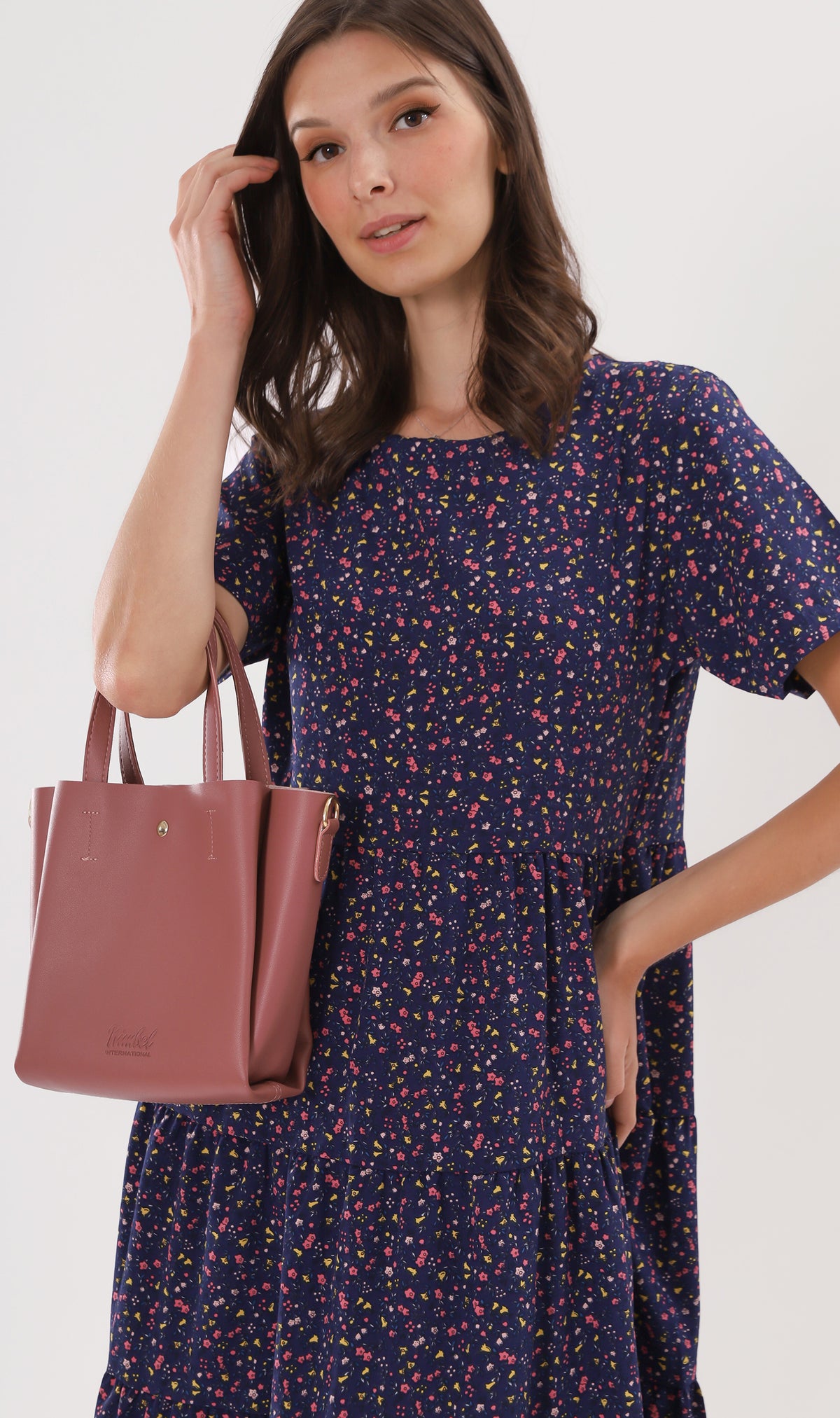 KORA Tiered Floral Maxi Dress (Blue)
