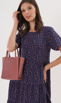 KORA Tiered Floral Maxi Dress (Blue)