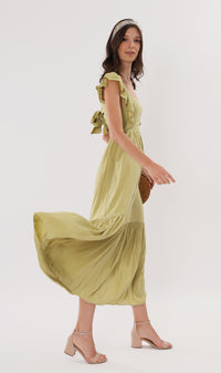 CAMDEN Ruffled-Sleeve Maxi Dress (Lime)