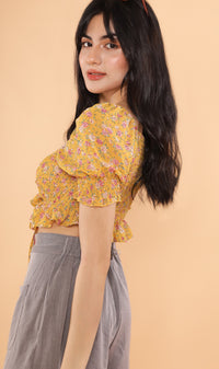 LIV Drawstring Crop Top (Yellow)