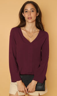 KALEI Long-Sleeve Tunic Top (Sangria)