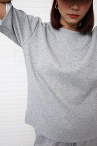 CALLIE Crew-Neck Top & Shorts Co-ord (Gray)
