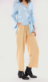 SUTTON High-Waist Flowy Pants (Latte)