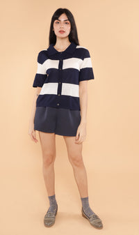 MERRITT Buttondown Knit Polo (Navy)
