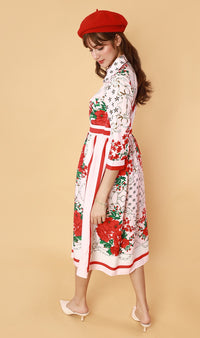 QUINCE Long-Sleeve Collared Dress (Pink)