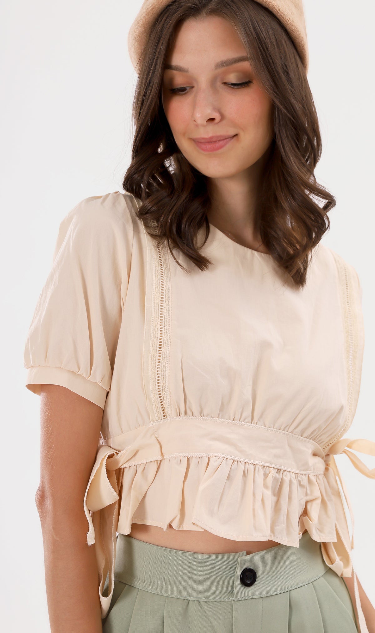 CALISTA Ruffled Prairie Top (Cream)