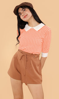 STEFANI Collared Knit Top (Sunkist)