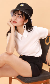 MADDIE Flat-Collar Top (White)