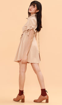 PEYTON Belted Button-Down Dress (Latte)