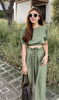 NIA Short-Sleeve Top & Pants Co-ord (Sage)
