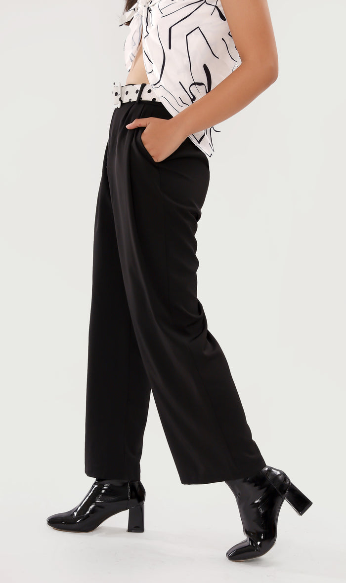 SUTTON High-Waist Flowy Pants (Black)