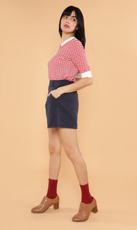 STEFANI Collared Knit Top (Red)