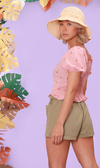 PENELOPE Sweetheart-Neck Puff-Sleeve Top (Pink)