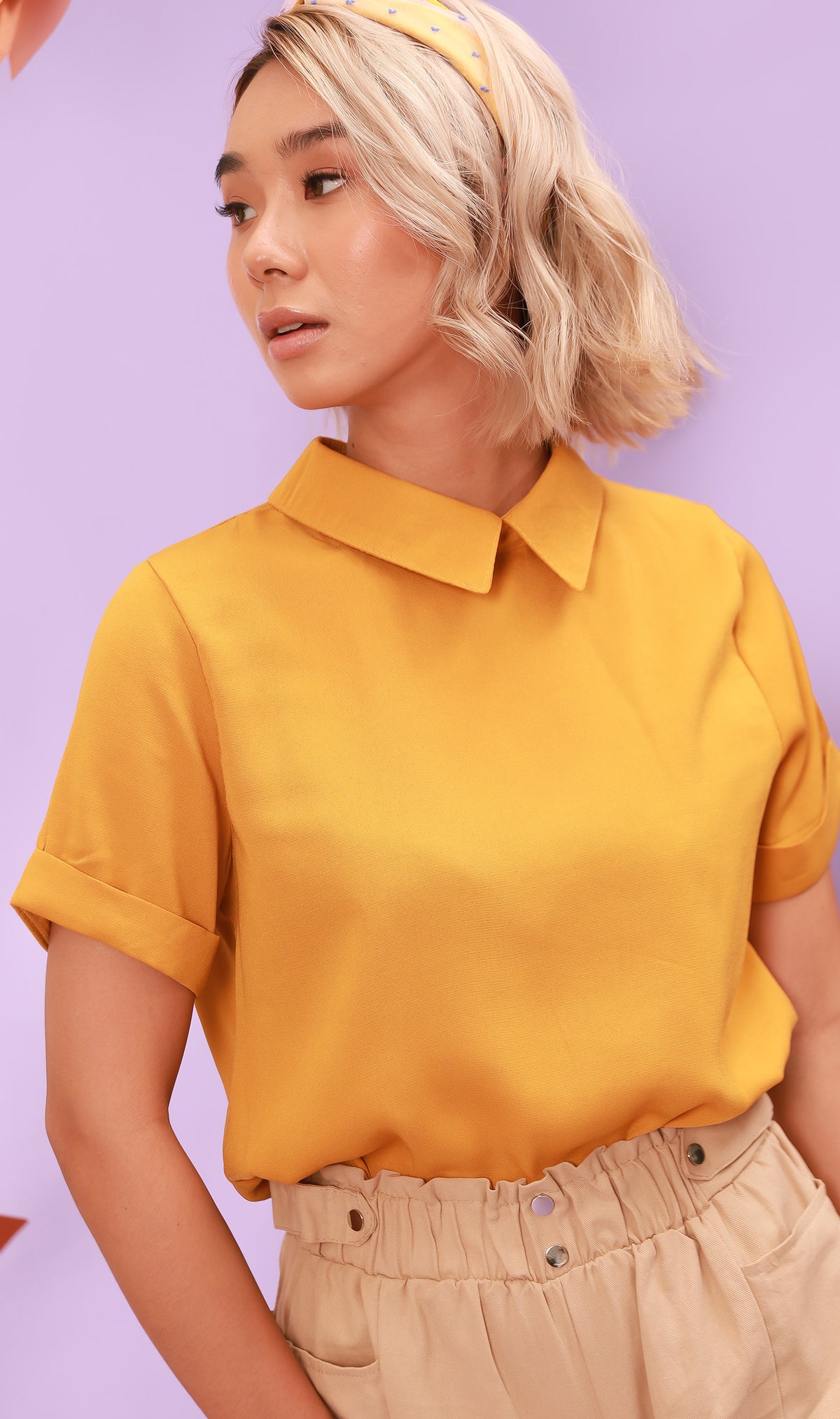 MADDIE Flat-Collar Top (Canary)