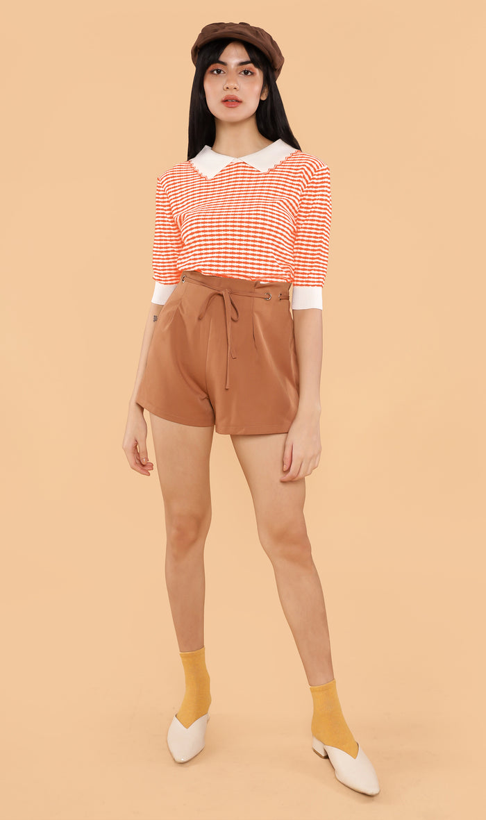 STEFANI Collared Knit Top (Sunkist)