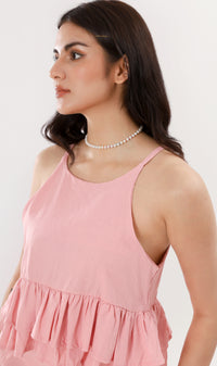 ADRIEL Halter-Neck Linen Co-ord (Pink)