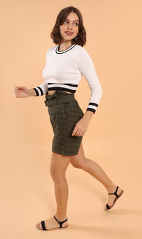 FRANKIE Belted Bermuda Shorts (Army Green)