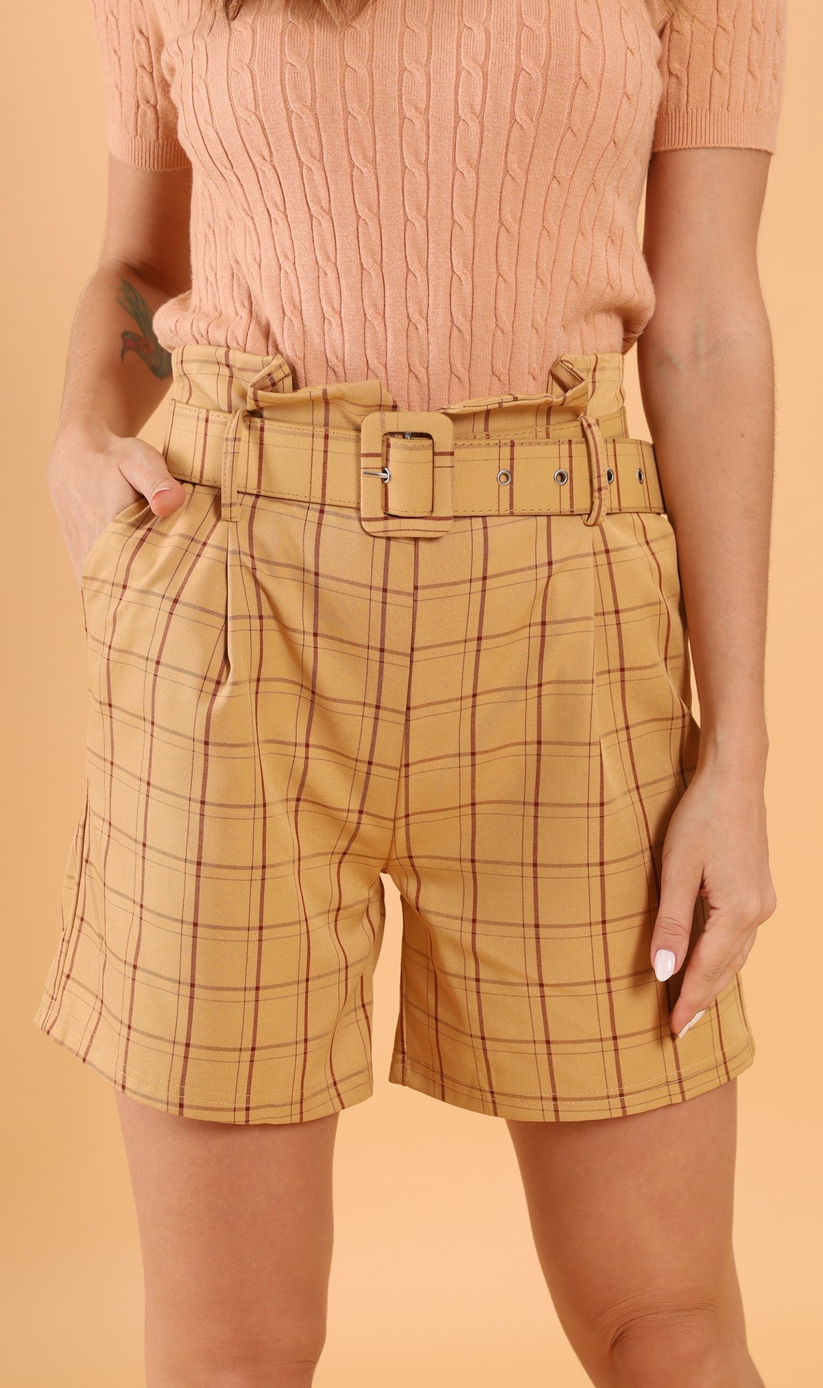 FRANKIE Belted Bermuda Shorts (Mustard)